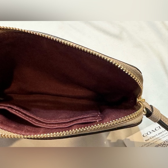 Coach Tan Corner Zip Wristlet - Picture 3 of 9